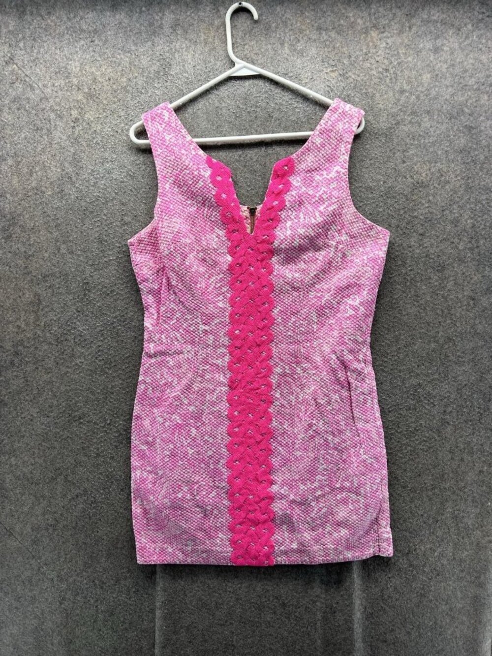 Lilly Pulitzer Dress Womens 12 Pink Geometric V Neck Sleeveless Shift Short